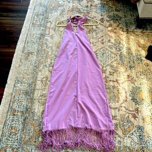 never worn super cute evening/summer dress. fringe bottom,back slit and low back